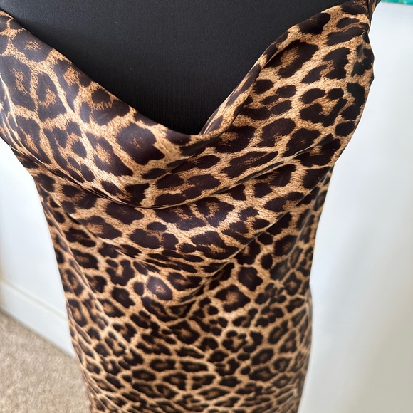 Michael Kors leopard satin silky slip dress pinup party evening worn once - Picture 3 of 9